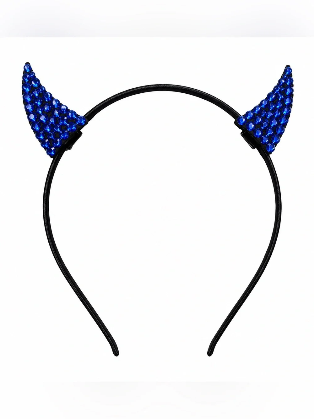 Sapphire Blue Mini Devil Ears Luxe Crystal Headband Spooky Goth Cute New
